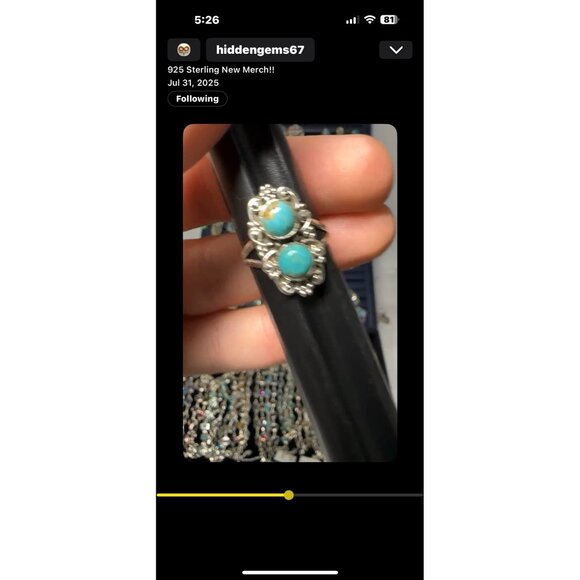 Double Turquoise Stone 925 Sterling Silver Ring Size 7 - Picture 4 of 7